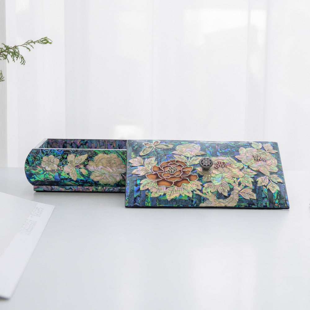 Peony Blue Mother of Pearl Box by Park In-ho