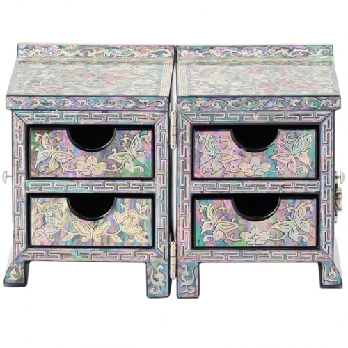 VineButterfly Roof Tile Embroidered Drawer Double LiddedJewelry Box - Oh Myung - Ho
