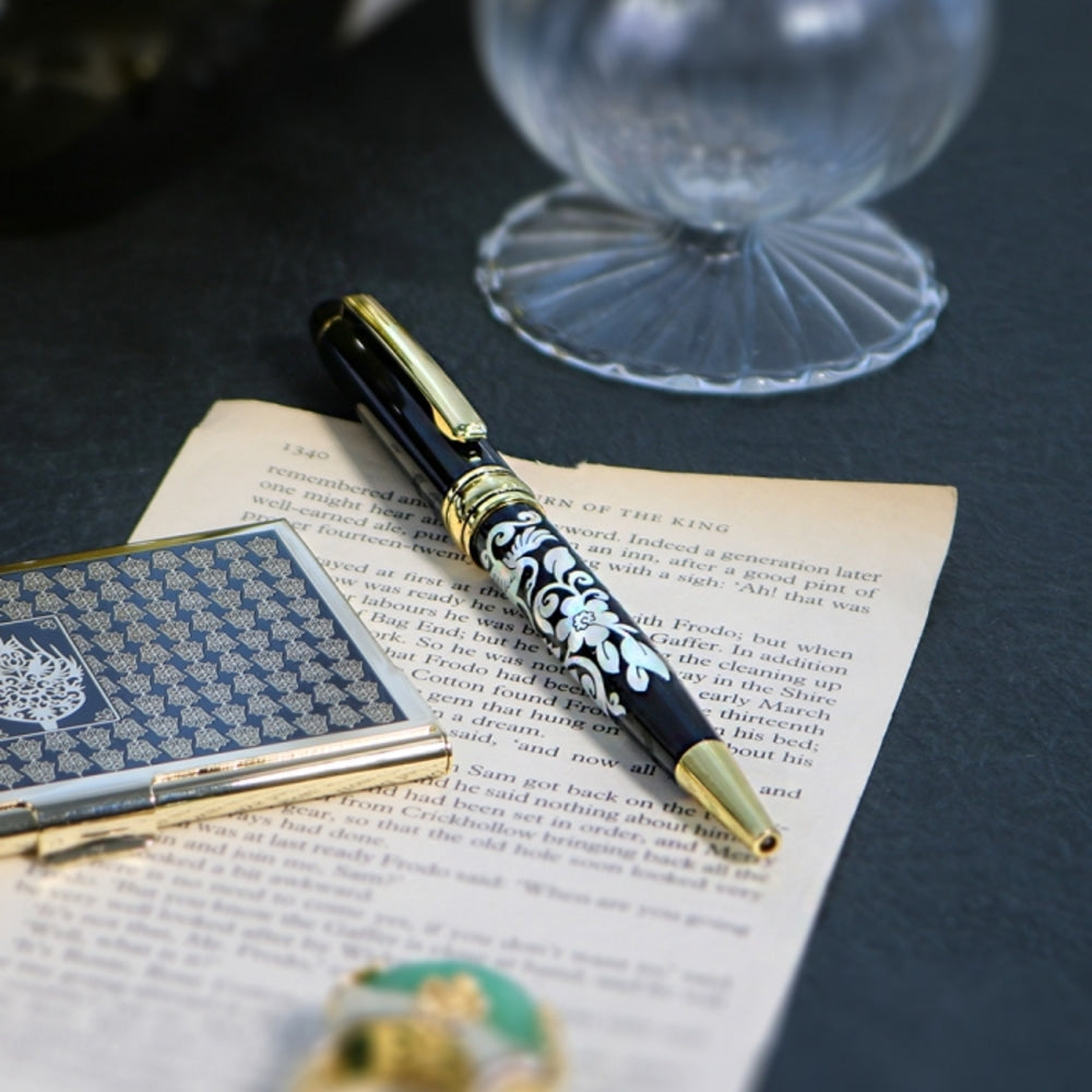 Premium Mother of Pearl Pen (Flower & Crane)