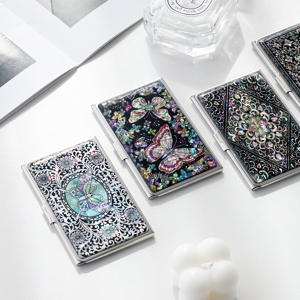 Mother of Pearl Business Card Case (Arabesque Butterfly)