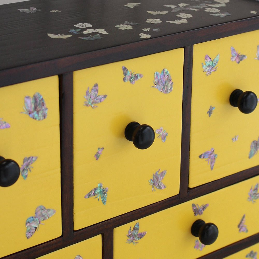 Color Mother of Pearl Butterfly Seonbi Scholar 6-Drawer (Small)