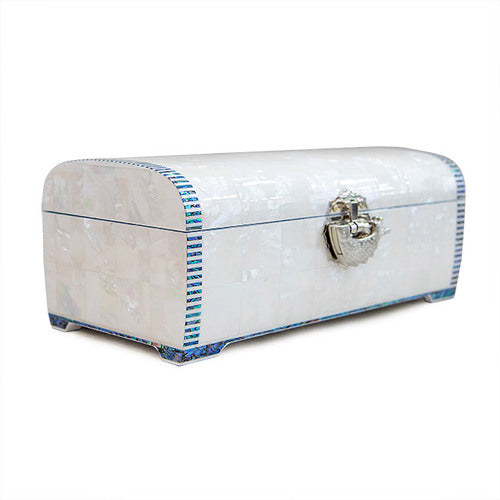 White Pearl Rounded 2-Tier Najeonchilgi Jewelry Box, 24 cm by Park In-ho