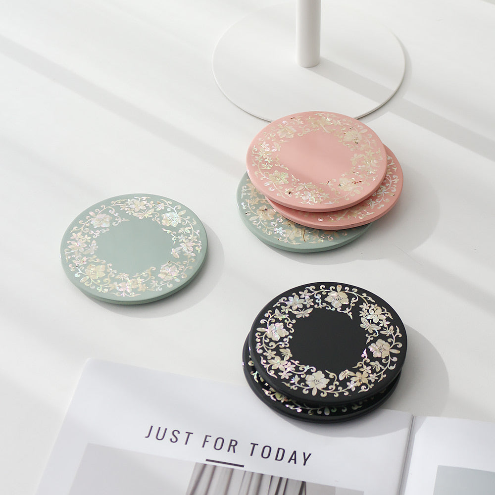 Najeonchilgi Round Mother of Pearl Coaster (Flower Butterfly Arabesque) 2P