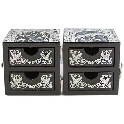Premium Najeonchilgi Lacquerware Ten Symbols of Longevity Oval Border Double Lidded Mother of Pearl Jewelry Box