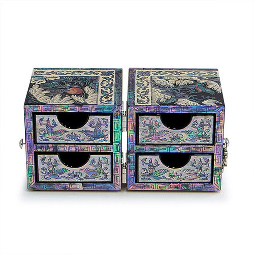Crane & PineSquareBorderDouble LiddedJewelry Box - Small (Black, Red) Oh Myung - Ho