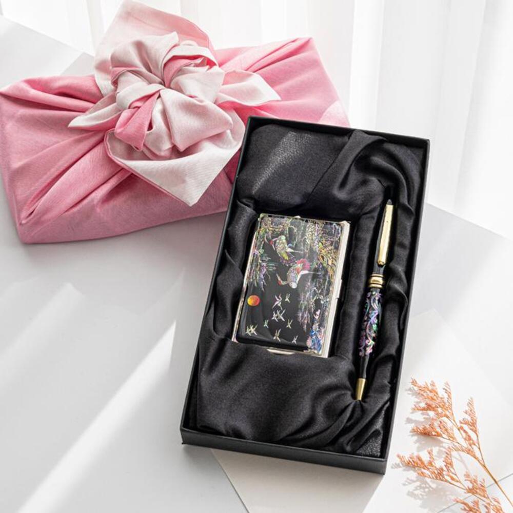 Najeon Chilgi Mother of Pearl Business Card Case Set — Pine & Crane - OF0148