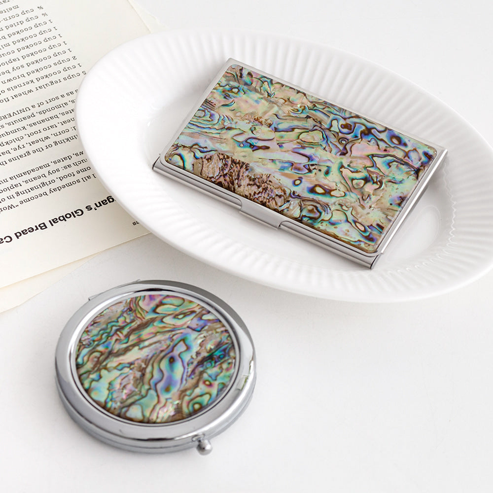2-Piece Set: Najeonchilgi Aurora Business Card Case Aurora One-Touch Hand Mirror M