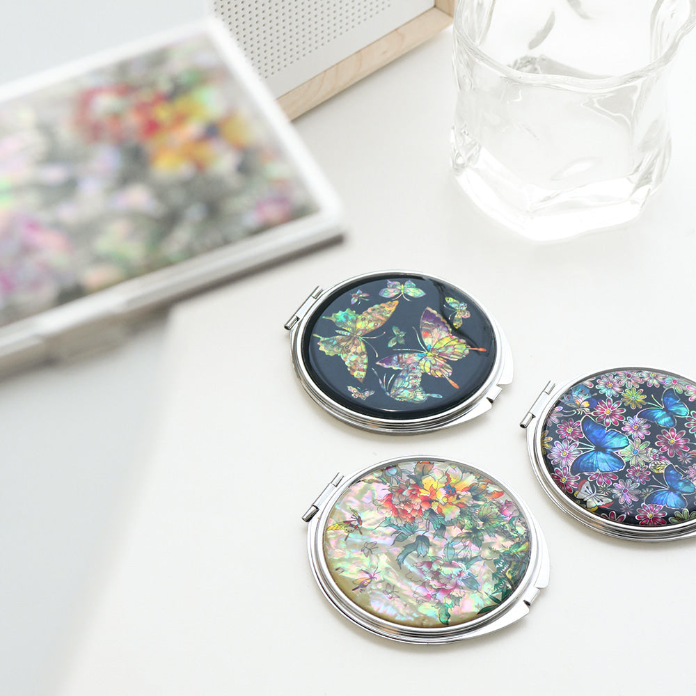 2-Piece Set: Mother of Pearl Business Card Case Hand Mirror K