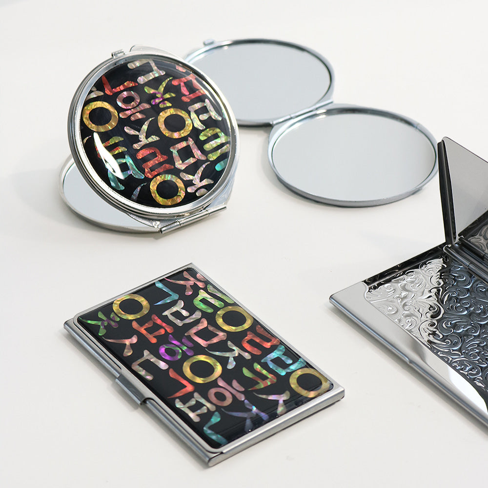 2-Piece Set: Mother of Pearl Business Card Case Hand Mirror N