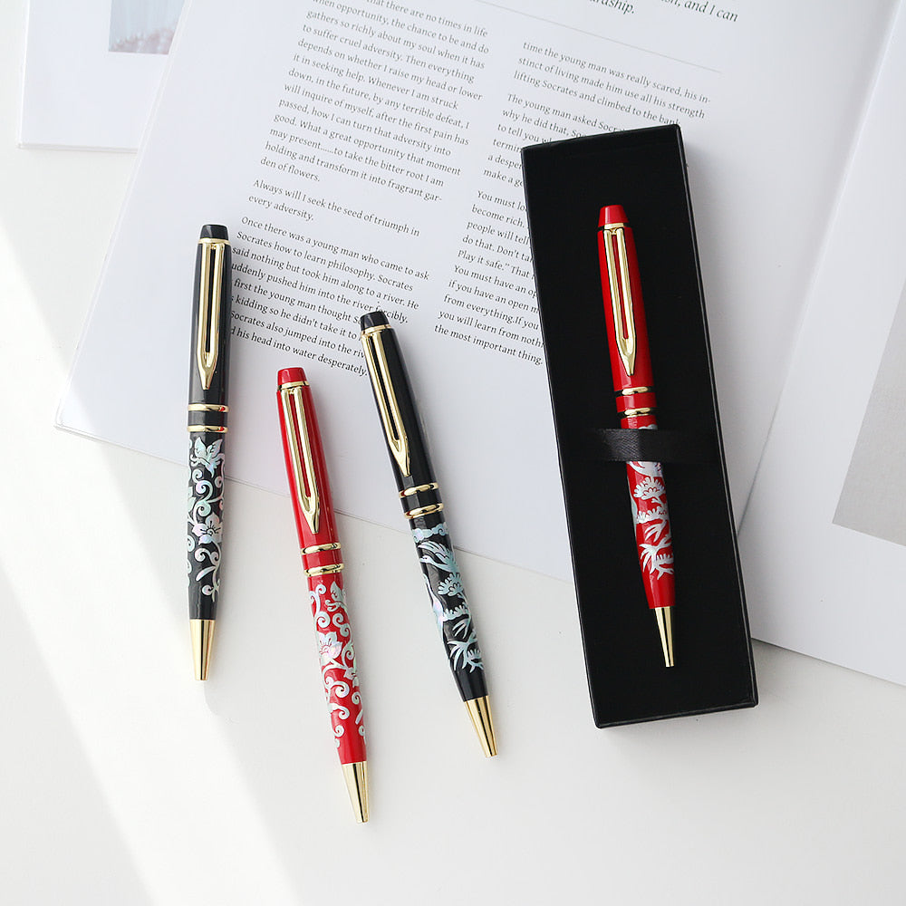 Najeonchilgi Pine & Crane Plum & Butterfly Mother of Pearl Pen