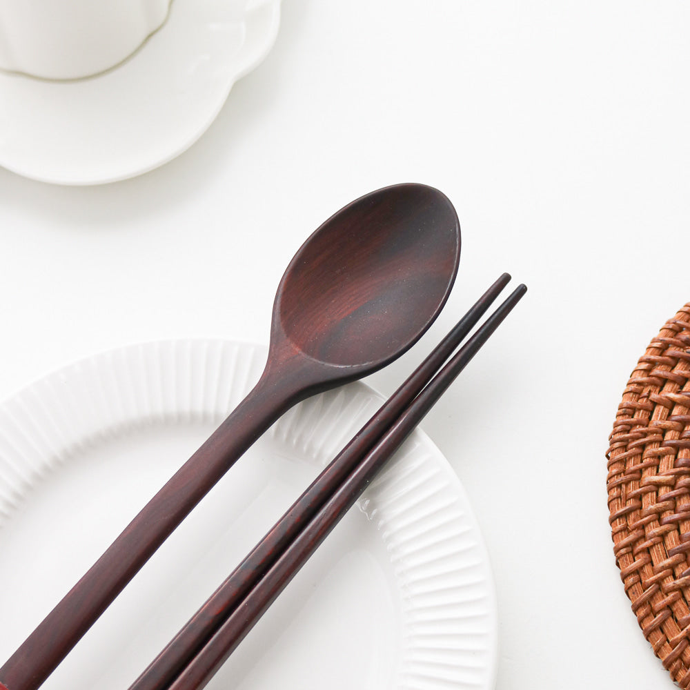 Masterpiece Najeon Ottchil Lacquer Rose Spoon & Chopsticks Set (Butterfly) (Master Artisan Jang Tae-bok)