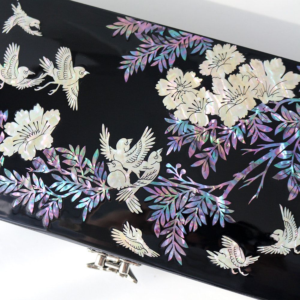 Najeonchilgi 1-Tier Butterfly Garden Yedan Jewelry Box H Jewelry Box Yedan Wedding Gift Box Mother of Pearl, 23 cm