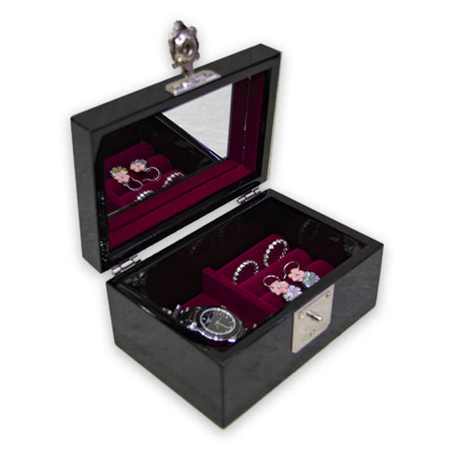 Joseon Mother of Pearl Straight Turtle Jewelry Box (1-Tier, Oh Myung - Ho) - Crane & Pine, Peony Motif