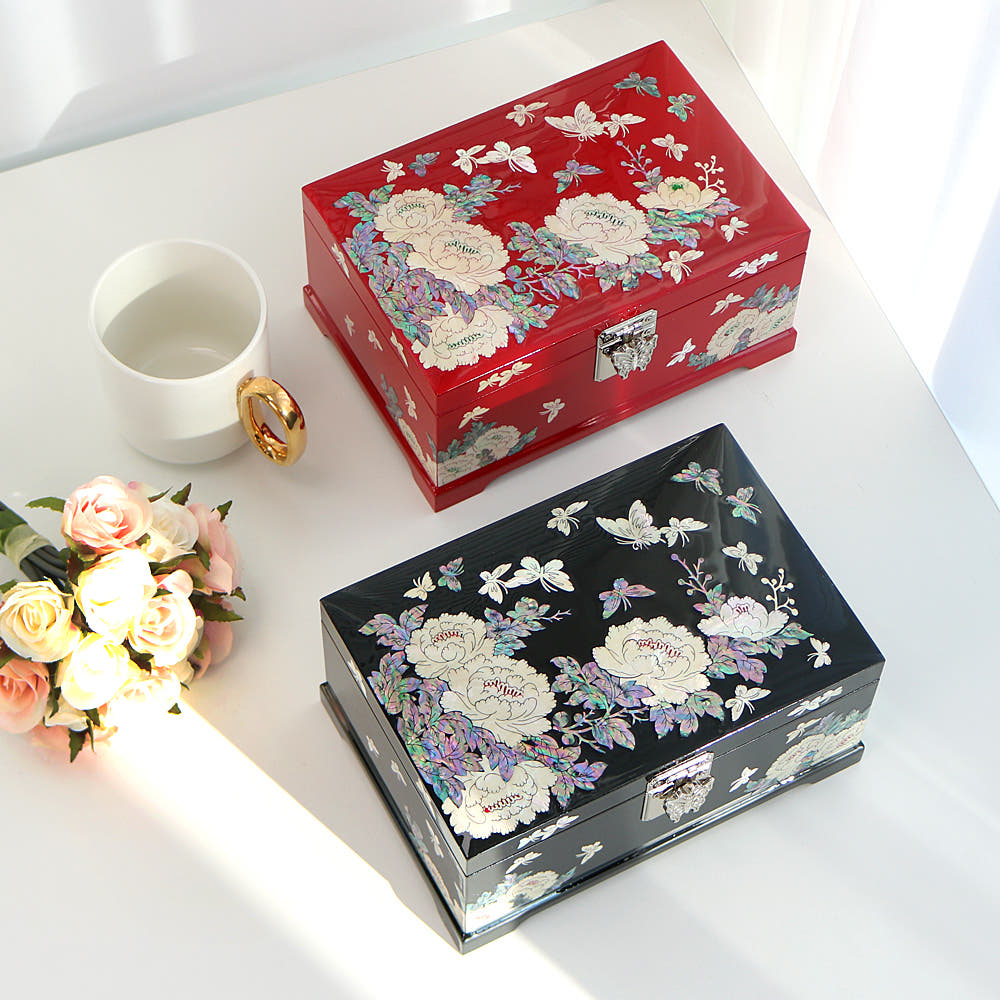 Najeonchilgi 2-Tier Mother of Pearl Jewelry Box Ring Yedan Wedding Gift Box