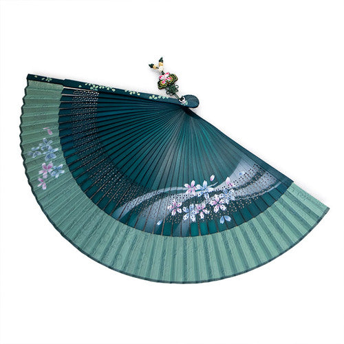 Silk & Ramie Hand Fan (Green) - FN0005