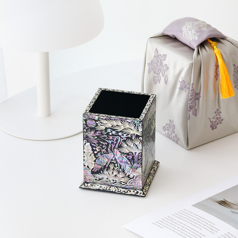 Najeonchilgi Pine & Crane Moon Mother of Pearl Pencil Holder & Pen Holder