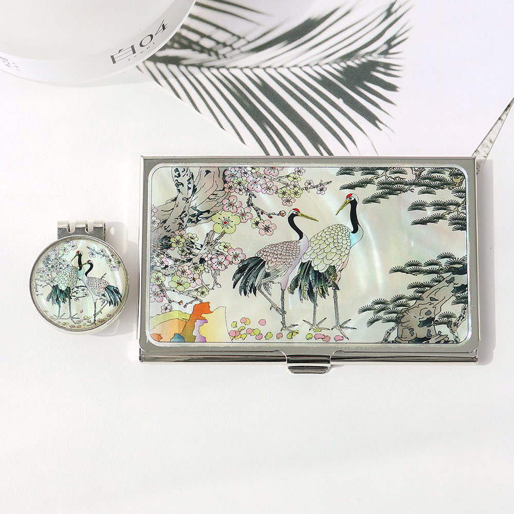 2-Piece Set: Business Card Case Golf Ball Marker K(Flower)