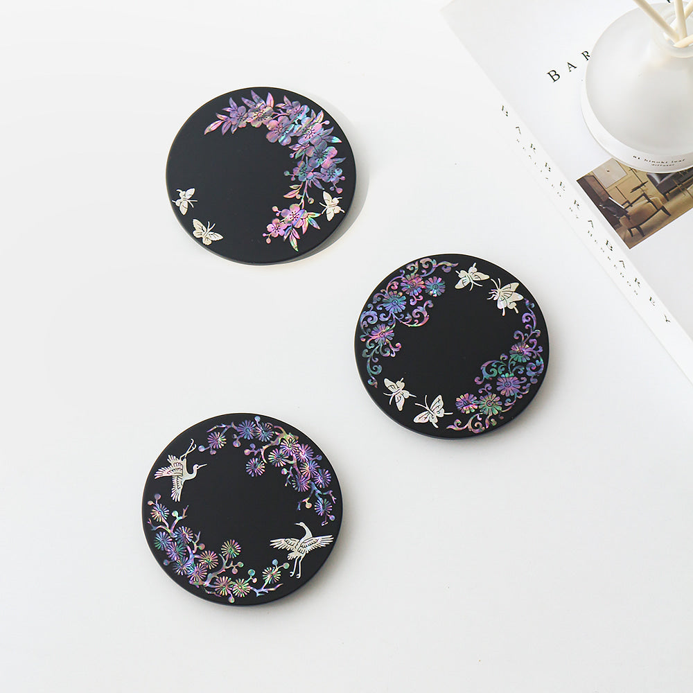 Najeonchilgi Round Mother of Pearl Coaster 1p