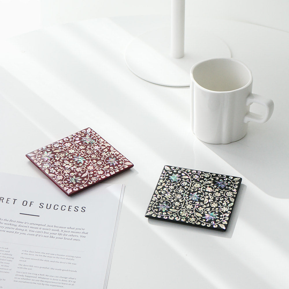 Najeonchilgi Square Mother of Pearl Coaster (Arabesque)