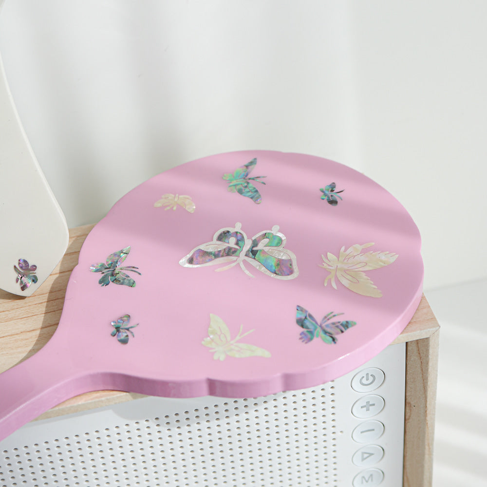 Najeonchilgi Color Butterfly Mother of Pearl Handle Mirror