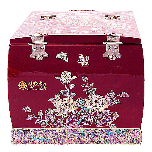 Peacock 2-TierDrawer VanityJewelry Box (Red) - by Kim Yong-gwan Large