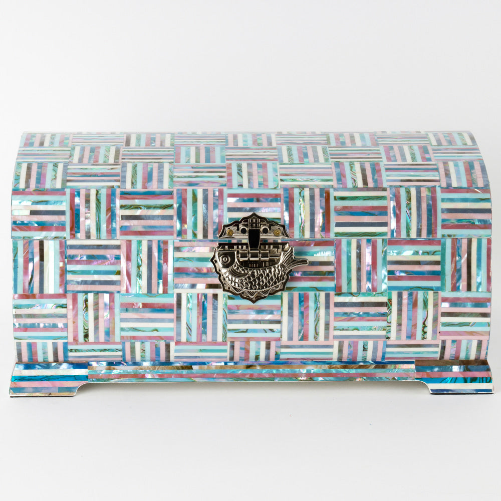 Painted Chrysanthemum 3-Drawer Mother of Pearl Jewelry Box