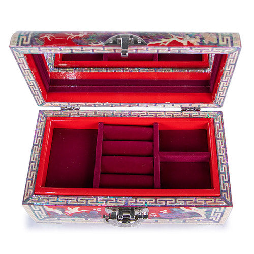 Peony Scholar 3-Drawer Mother of Pearl Jewelry Box (Hanji, Blue)