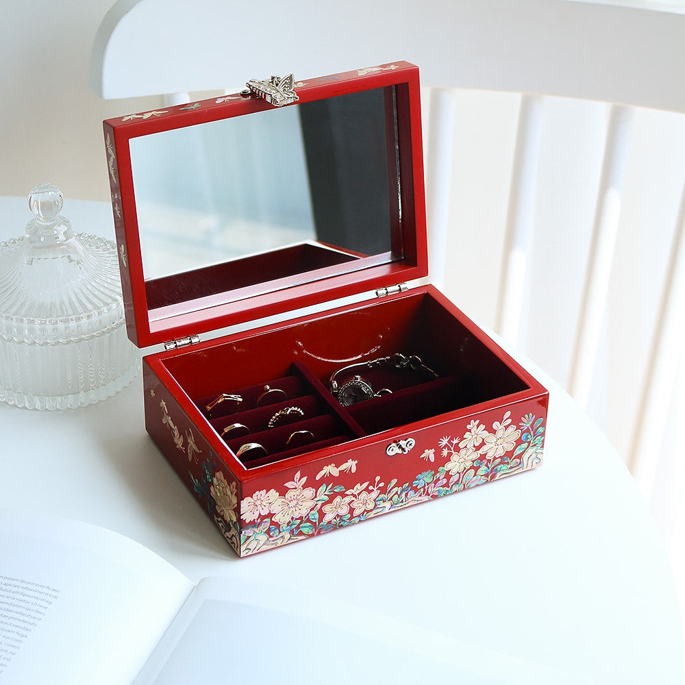 Najeonchilgi Plum Blossom 1-Tier Mother of Pearl Jewelry Box, 18 cm