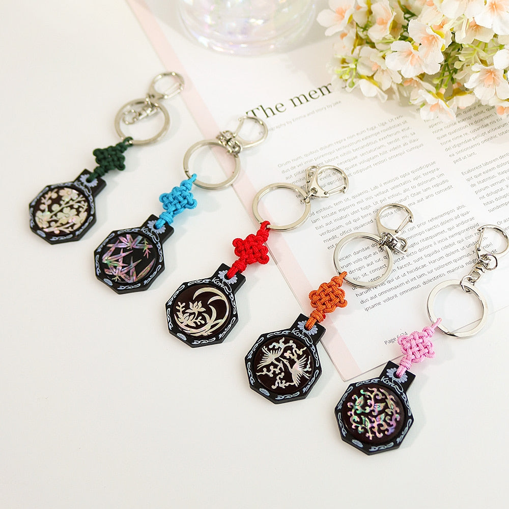 Traditional Mother of Pearl Octagonal Keyring Keyring &