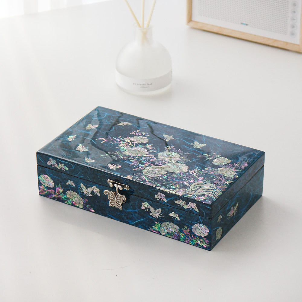 Najeonchilgi Hanji Butterfly Peony 1-Tier Jewelry Box (Large), 23 cm
