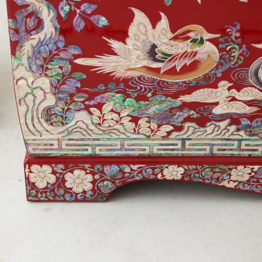 Masterpiece Najeon Bridal Painted Peony of Wealth Bongchae Wedding Box (Red)