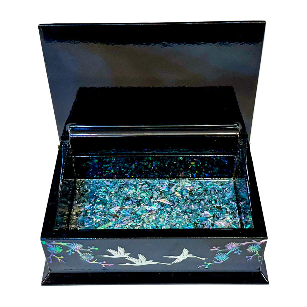 Najeon Chilgi Mother of Pearl Business Card Holder — Pine & Crane (Black) - OF0006