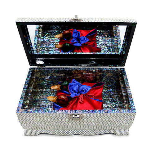 Peony Blue Abalone 2-Tier Najeonchilgi Jewelry Box, Extra Large by Park In-ho