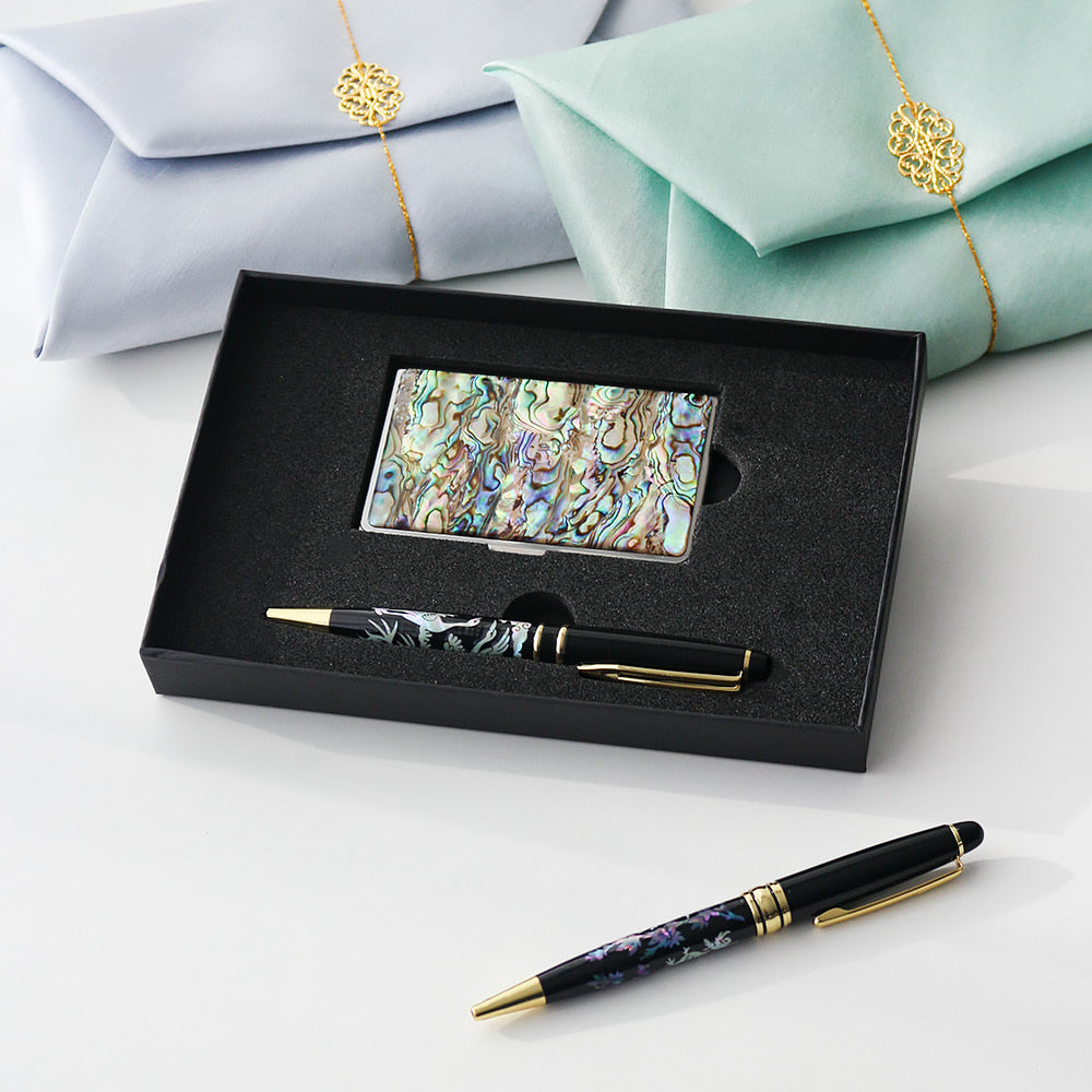 ★ Bojagi ★ Najeonchilgi Mother of Pearl Business Card Case Mother of Pearl Pen 2 Bell Set Traditional Korean