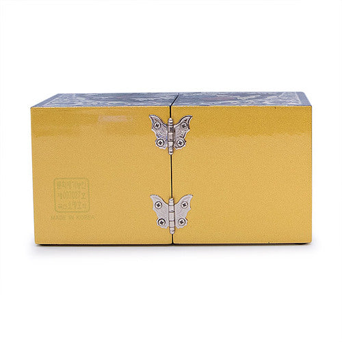 Peacock Double Lidded Mother of Pearl Jewelry Box (Medium, Black) - Oh Myung - Ho