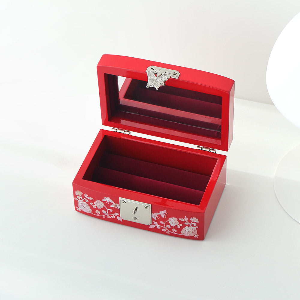 Najeonchilgi Rounded Mother of Pearl Jewelry Box Pine & Crane, 14 cm