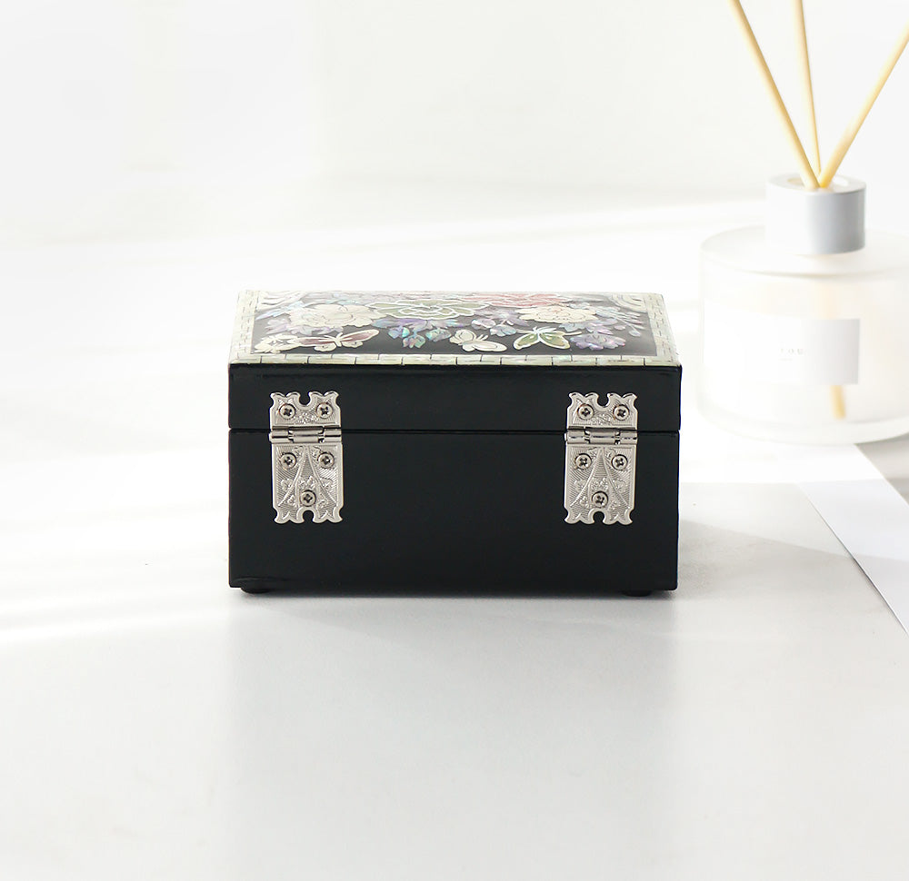 Najeonchilgi Peony & Butterfly Mini Mother of Pearl Jewelry Box, 12 cm