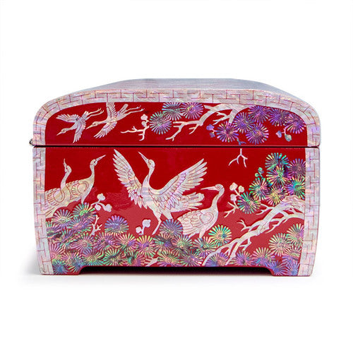 Peony Flower 1-Drawer Vanity Jewelry Box (Red) Small