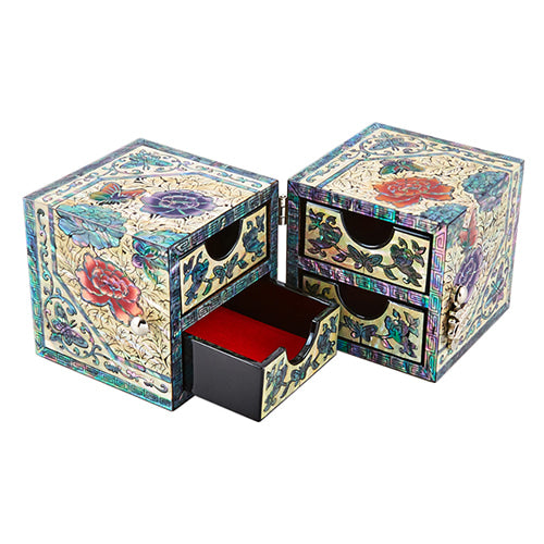 Peony OctagonalBorder Double LiddedJewelry Box (Medium, Small) - Oh Myung - Ho