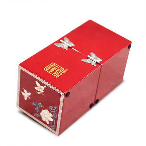 Peony NaturalMother of Pearl Double Lidded Jewelry Box (Medium, Glossy, Red) - Oh Myung - Ho