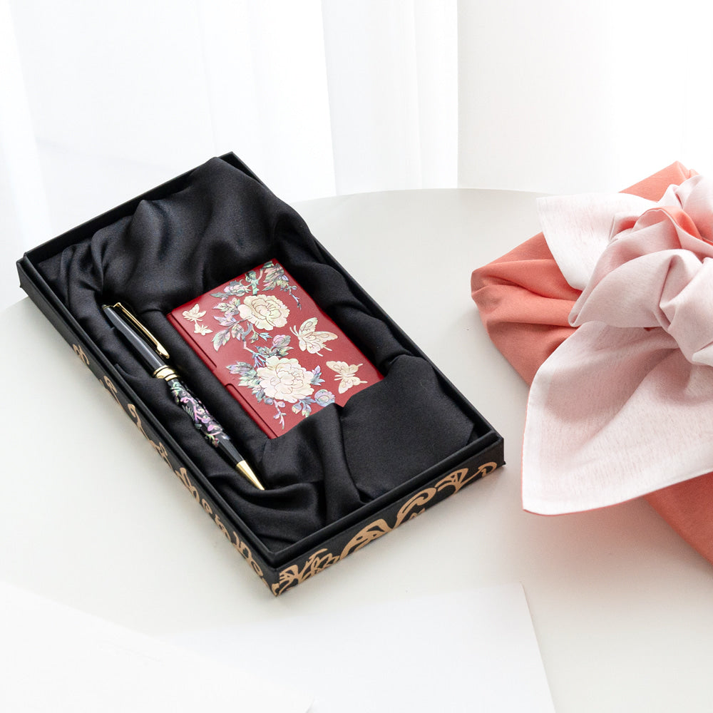 Najeon Chilgi Mother of Pearl Business Card Case Set — Pine & Crane - OF0147