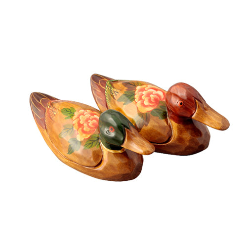 Wooden Mandarin Duck — Peony - DE0144