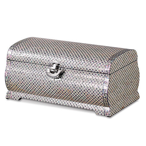 Seven Treasures rounded two-tier mother-of-pearl jewelry box by Park In-ho