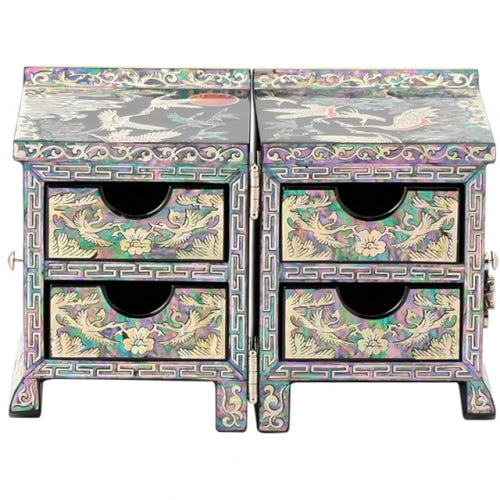 Crane & Pine (Black) Roof Tile Double LiddedJewelry Box - Oh Myung - Ho