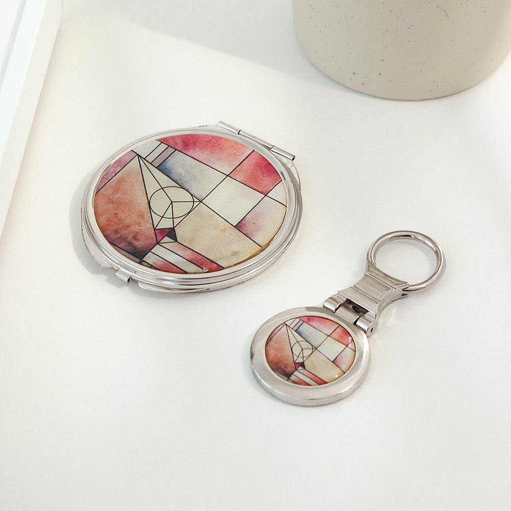 2-Piece Set: Najeon Hand Mirror Keyring Set (Jogakbo Patchwork)