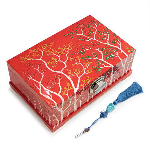 Four Seasons Spring & Summer Ottchil Najeon 2-Tier Jewelry Box (Red) by Jang Chun-cheol