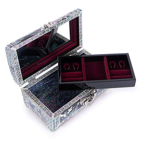 Pine & Crane Rounded 2-Tier Najeonchilgi Jewelry Box, 21 cm (Black) by Oh Myung-ho