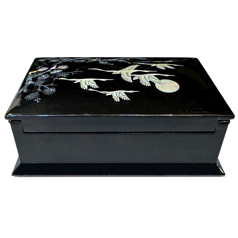 Najeon Chilgi Mother of Pearl Business Card Holder — Pine & Crane (Black) - OF0006