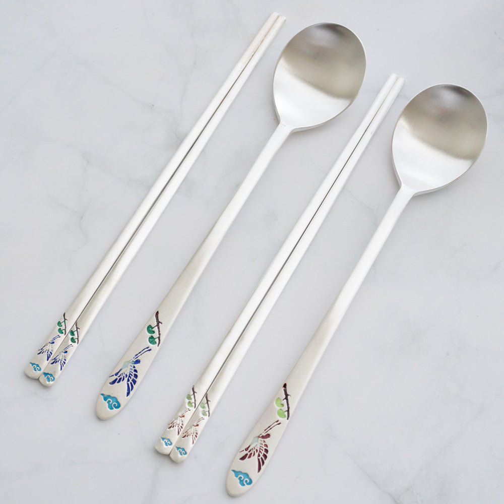 Spoon & Chopstick Set — Pine & Crane - LV0070
