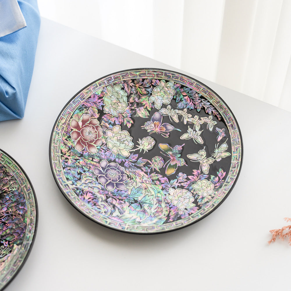 Najeon Chilgi Mother of Pearl Plate & Tray — Peony - DE0058